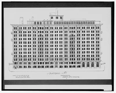 [Playhouse, Dupont Hotel, and Dupont Office Building, Market St. opposite Court House (Rodney) Square, Wilmington, Delaware] / AFD 1931.
