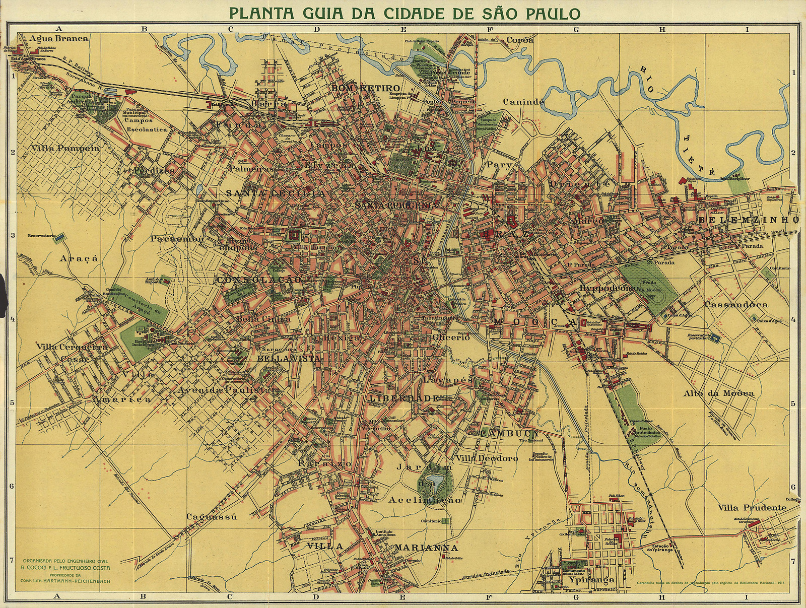 BRAZIL-Sao Paulo-1913 — antique map
