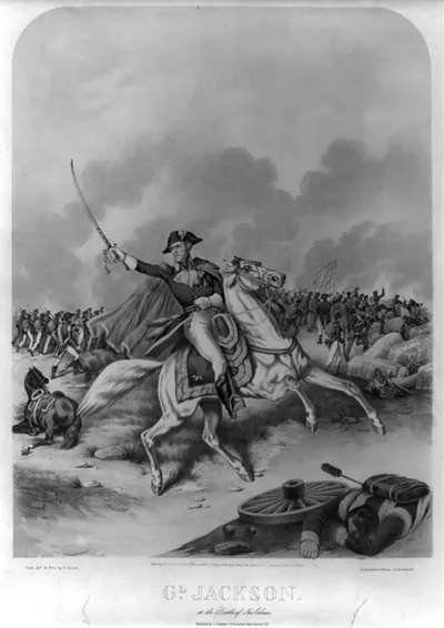 Gl. Jackson--At the Battle of New Orleans / comp. and on stone by C. Severin.