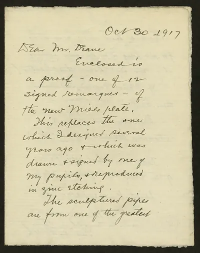 Handwritten letter to Mr. Crane, dated Oct 30 1917