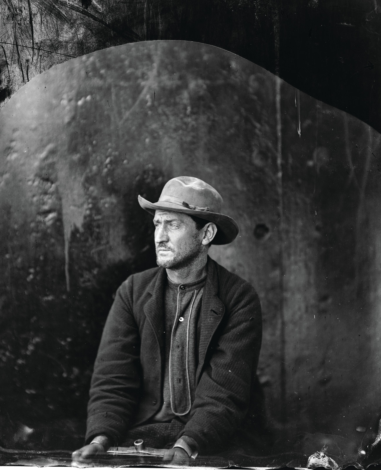 Edman Spangler, A "Conspirator," In Hat And Manacled, Washington Navy Yard, D.C. Alexander Gardner, photographer, April, 1865 — historic photograph