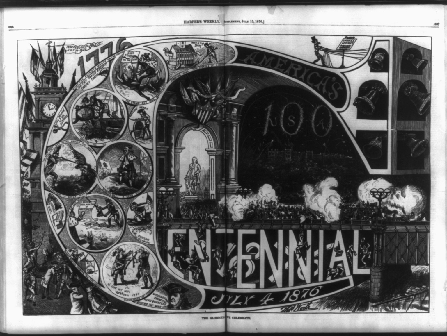 The Glorious Day We Celebrate, 1876 — antique engraving