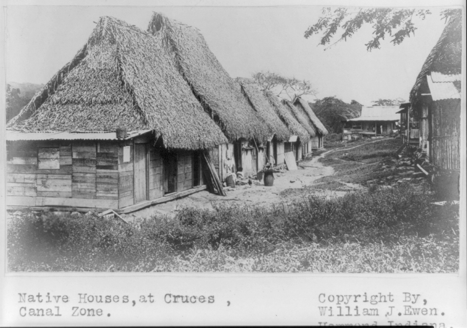 Native houses at Cruces, Canal Zone, c1908 May 28. — historic photograph