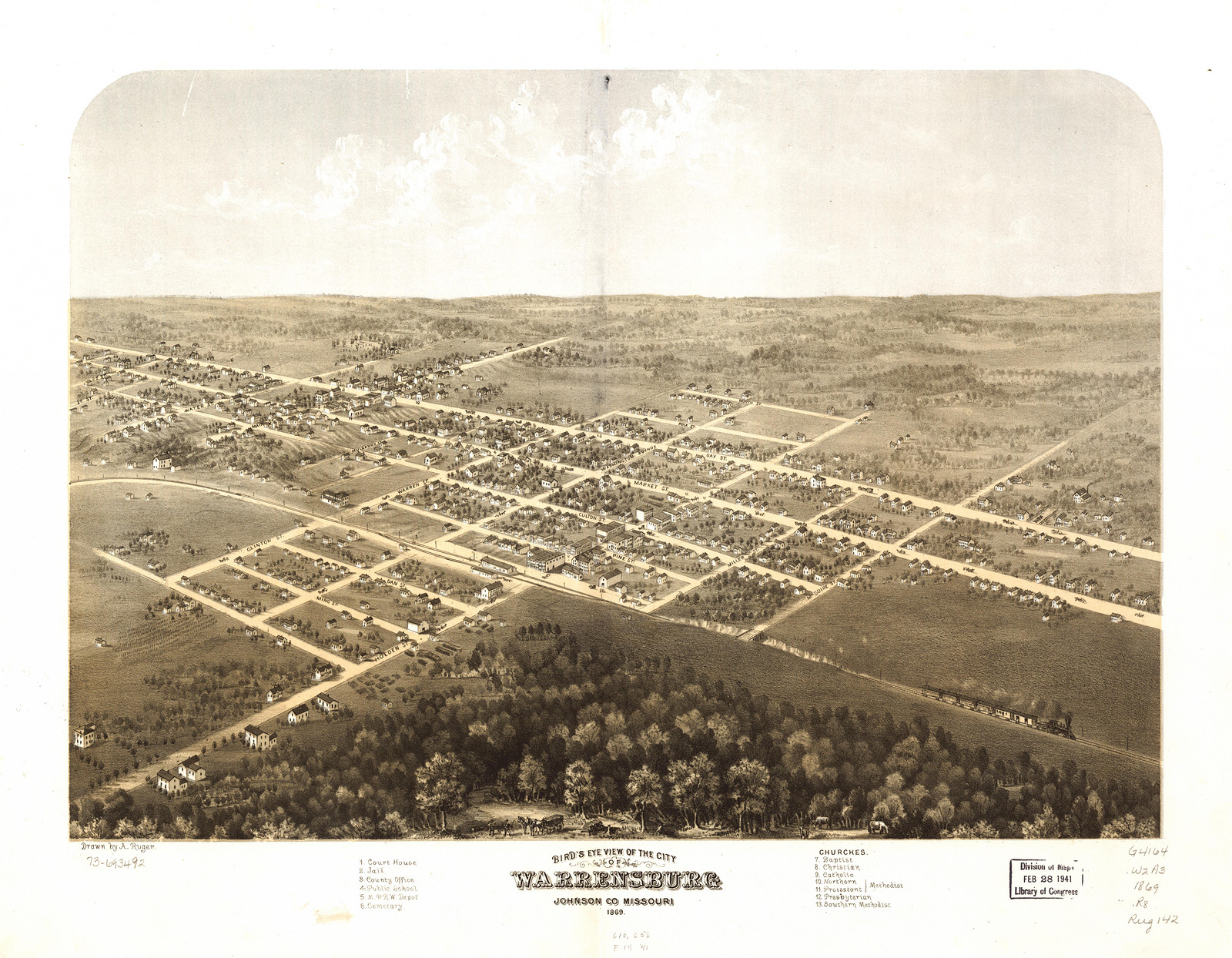 Warrensburg, Missouri, 1869, 1869 — antique map