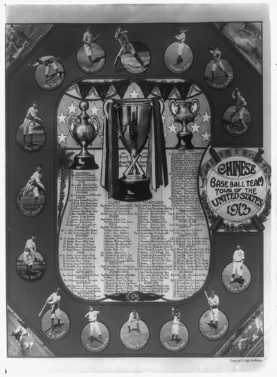Chinese baseball team tour of the United States, 1913 / Loo Tai Sing del.