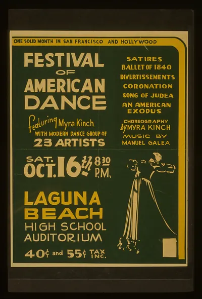 Festival of American dance featuring Myra Kinch with modern dance group of 23 artists