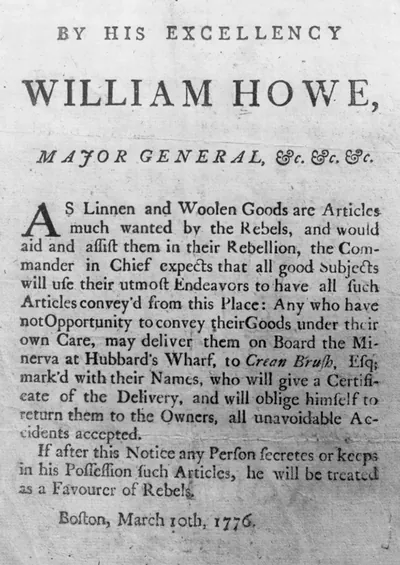 Broadside of Revolutionary War period: [Proclamation by Gen. Howe against assisting Rebels. Boston, Mar 10, 1776]