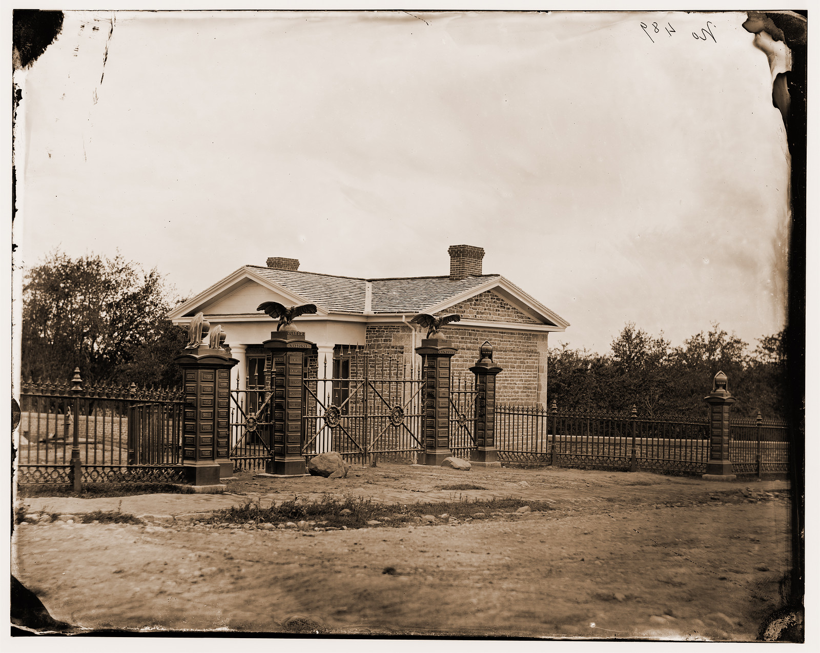 Gettysburg Pennsylvania. Entrance to Gettysburg National Cemetery, 1865 — historic photograph