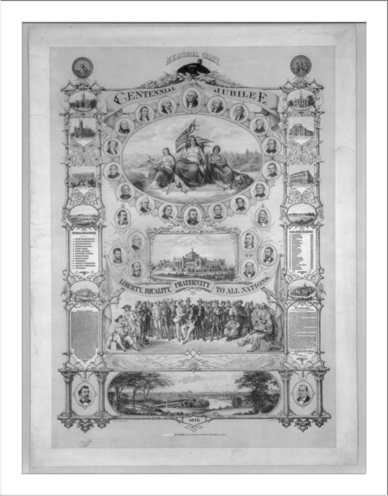 Memorial chart centennial jubilee, c1875. — historic print