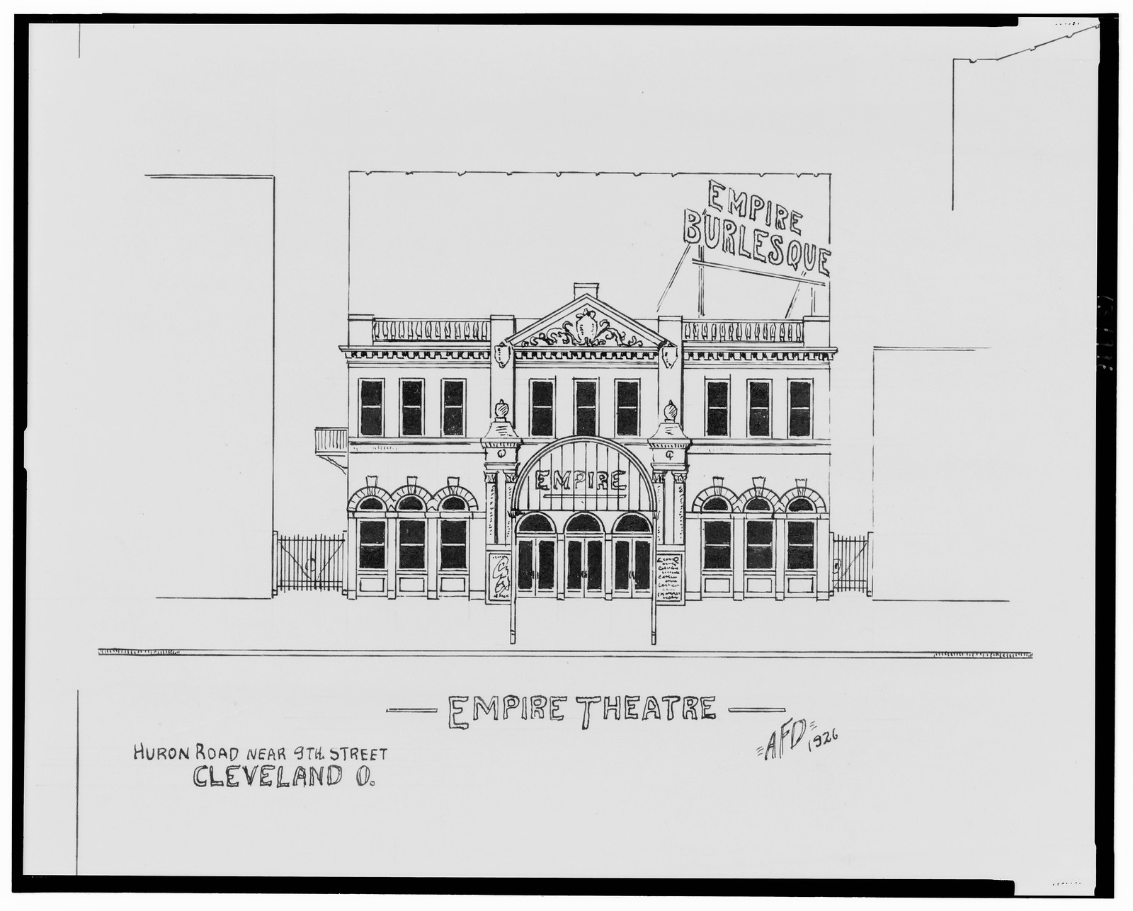 Empire Theatre elevation drawing, Huron Road, Cleveland O. — vintage poster
