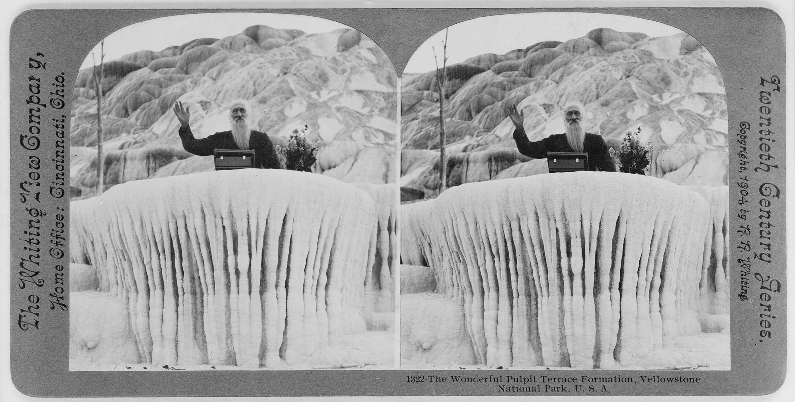 The wonderful pulpit terrace formation, Yellowstone National Park, U.S.A., Cincinnati, Ohio : The Whiting View Company, c1904. — historic photograph