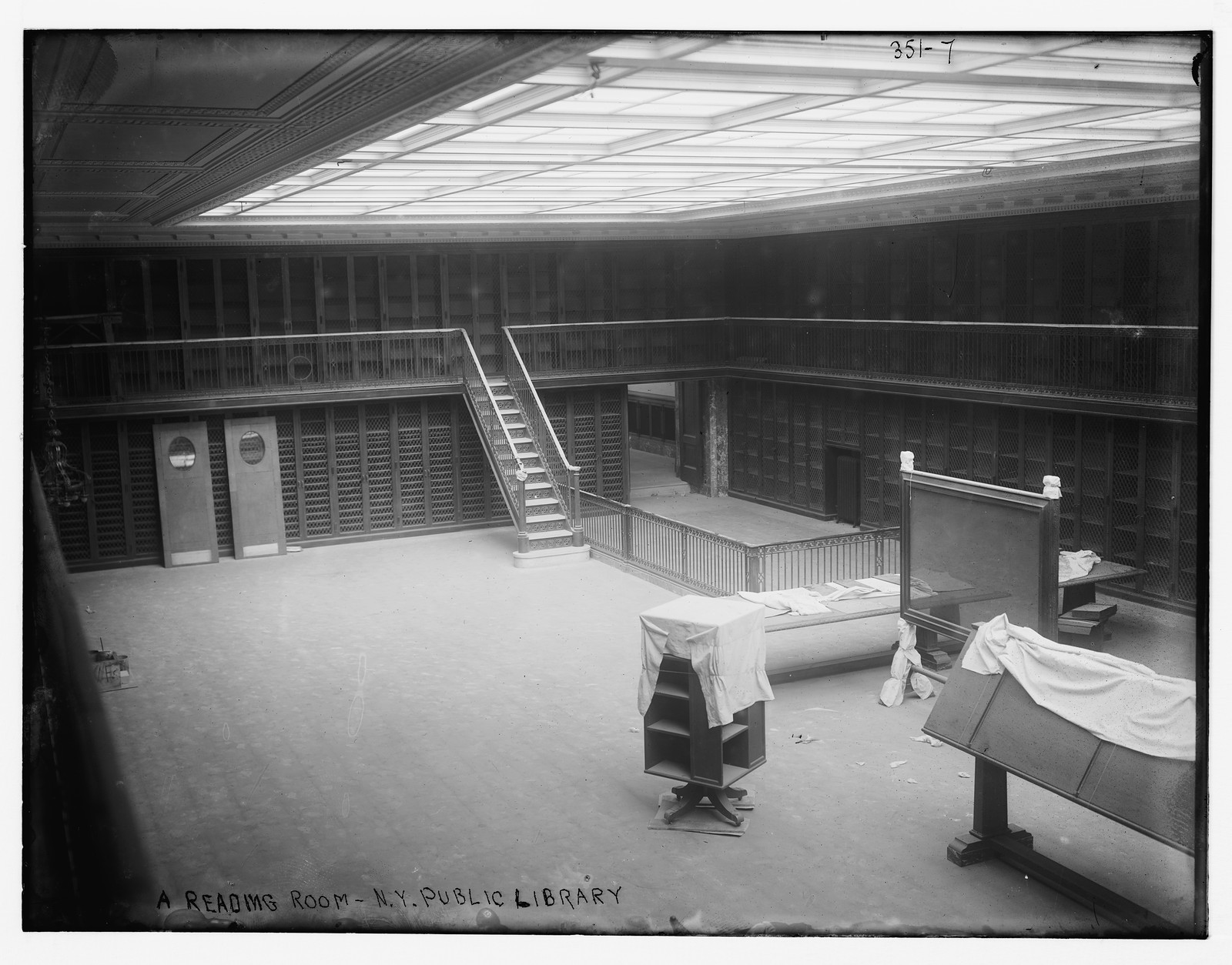 N.Y. Public Library, a reading room, n/a — historic photograph