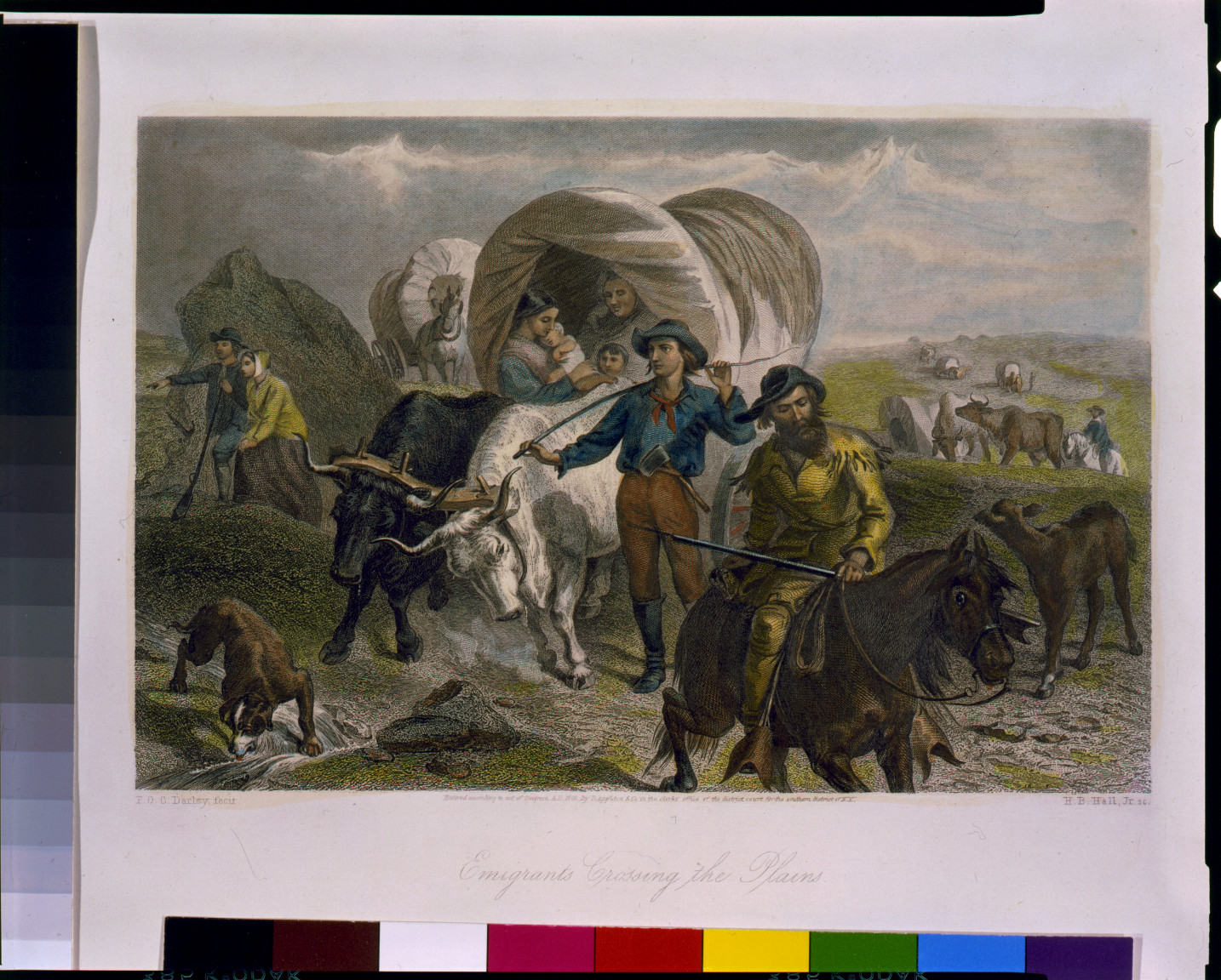 Emigrants crossing the plains / F.O.C. Darley, fecit ; H.B. Hall, Jr. sc., New York : D. Appleton & Co., c1869. — antique engraving