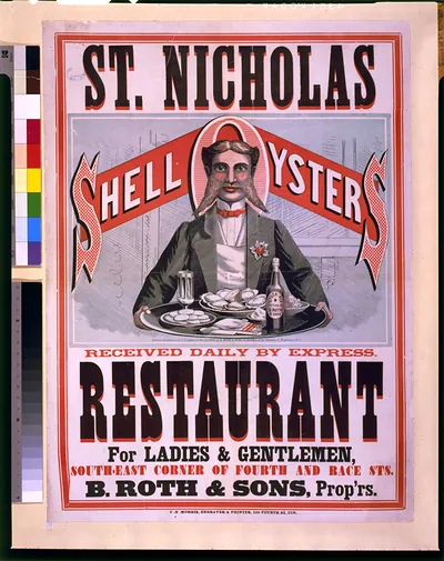 St. Nicholas Restaurant. Shell oysters received daily by express. ... B. Roth & Sons, prop'rs / C.N. Morris, engraver & printer, Cin.