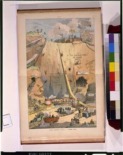 Save Niagara Falls -- from this / J.S. Pughe ; J. Ottmann Lith. Co., Puck Bldg., N.Y.