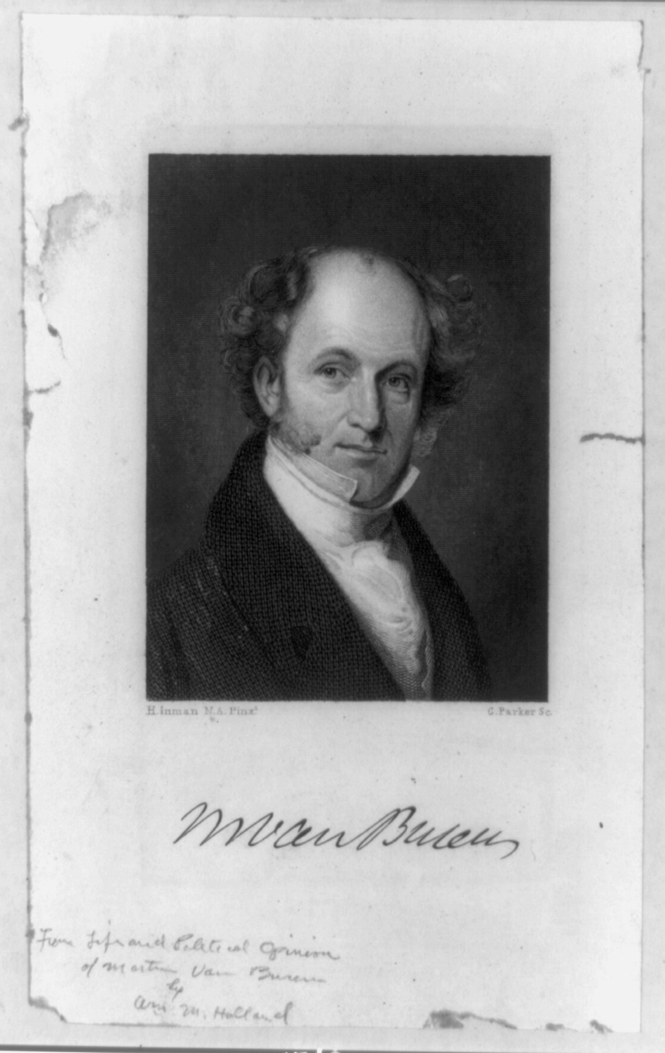 M. Van Buren / H. Inman, N.A., pinxt. ; G. Parker, sc., [1835 or 1836] — antique engraving