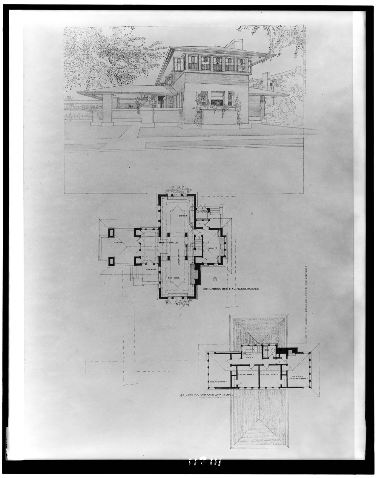 Wohnhaus für Herrn Martin, Buffalo, N.Y., Berlin : Ernst Wasmuth A.G., [1910] — historic drawing