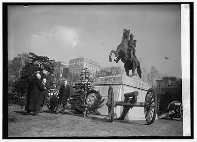 Coolidge at Jackson statue, [1/8/24]