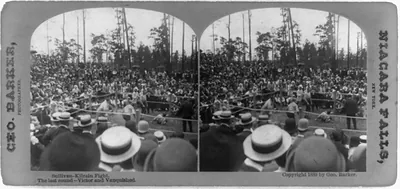 Sullivan-Kilrain fight. The last round--victor and vanquished / Geo. Barker, photographer.