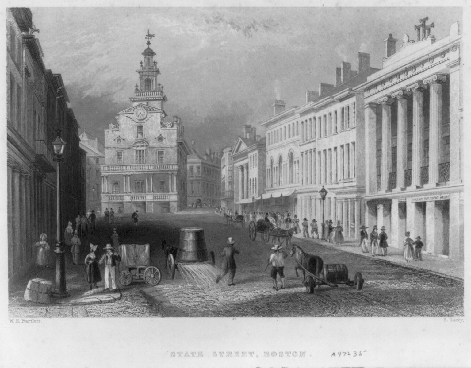 State Street, Boston, [no date recorded on caption card] — antique engraving
