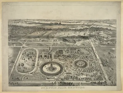 St. Louis Fair Grounds, bird's-eye lithograph view