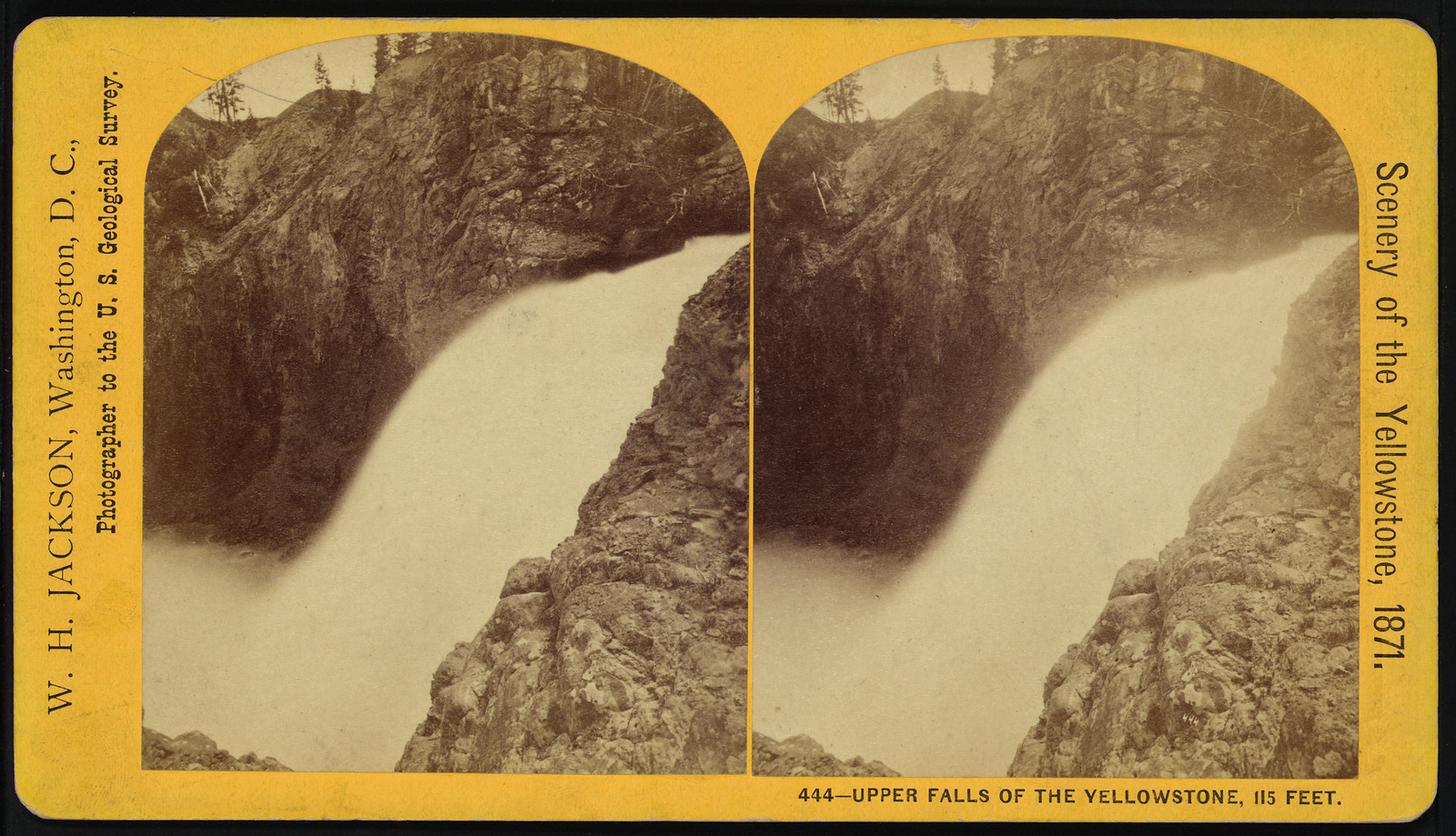Upper Falls of the Yellowstone, 115 Feet, Washington, D.C. : W.H. Jackson, 1871. — historic photograph