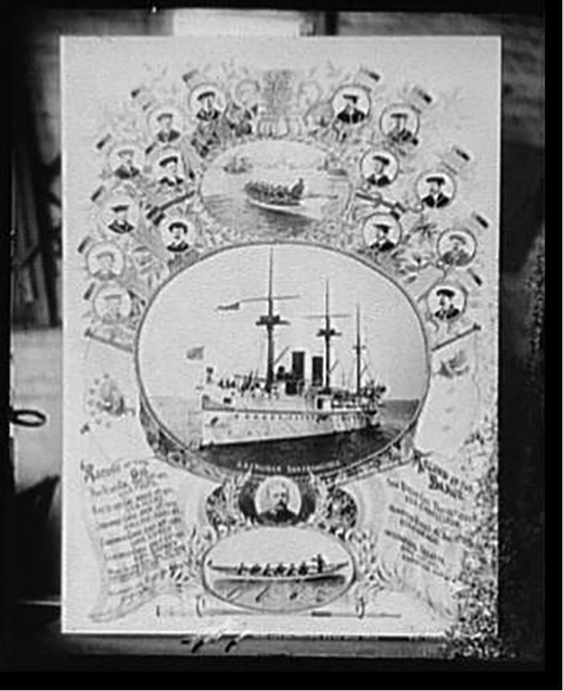 U.S.S. San Francisco. Gig and barge crews, c1898. — historic photograph