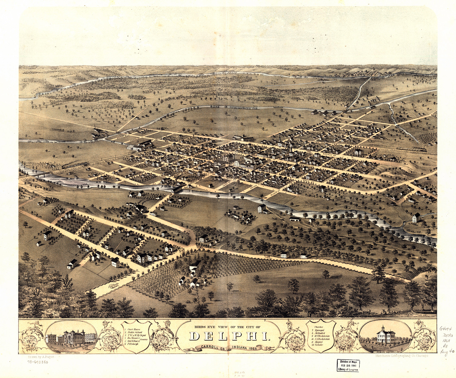 Delphia, Indiana, 1868, 1868 — antique map