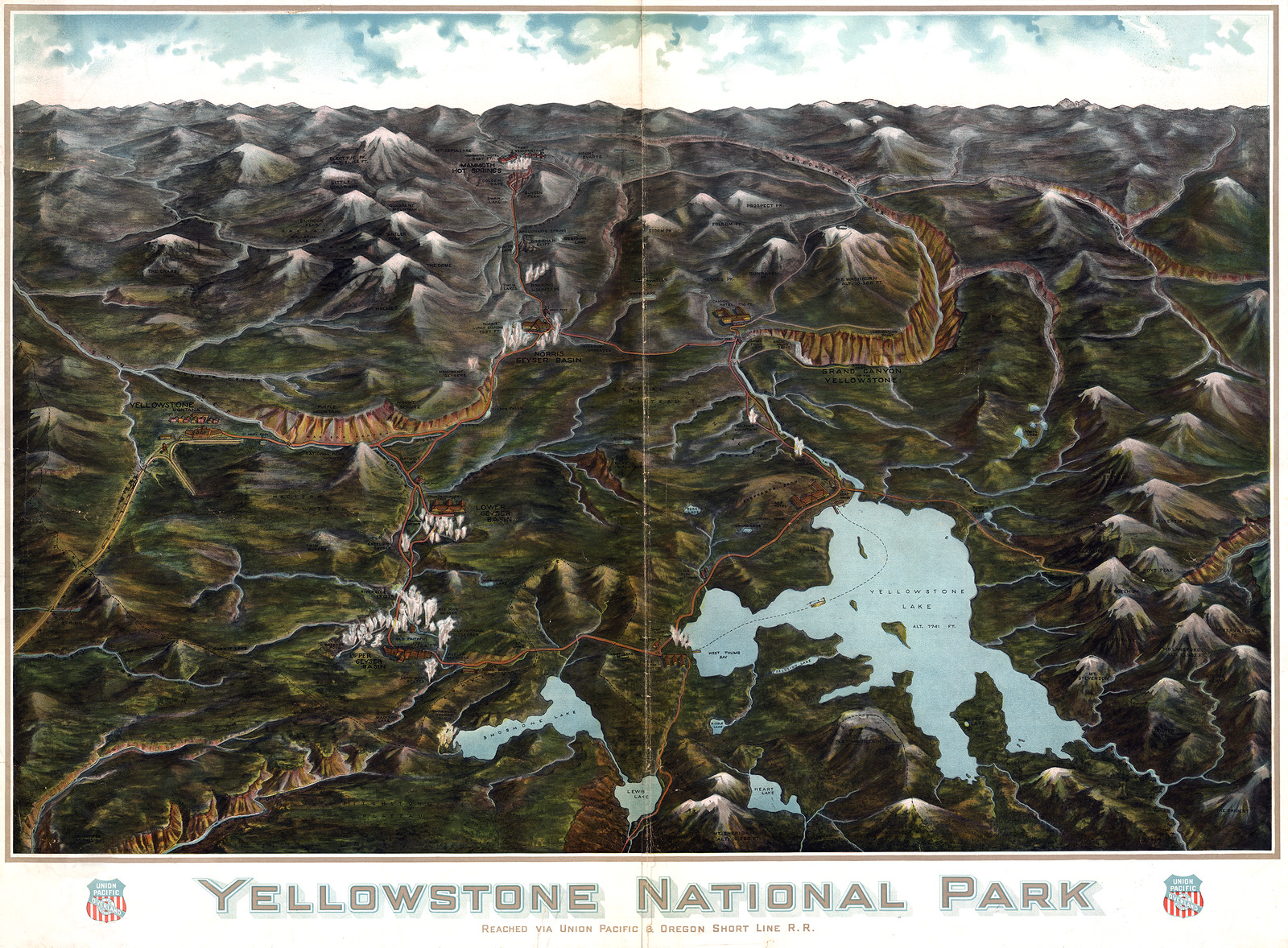 Yellowstone National Park, reached via Union Pacific — historic image