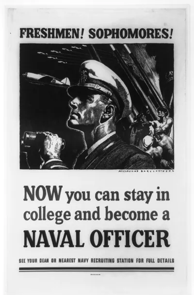 Freshman! Sophomores! Now you can stay in college and become a naval officer / McClelland Barclay, USNR.