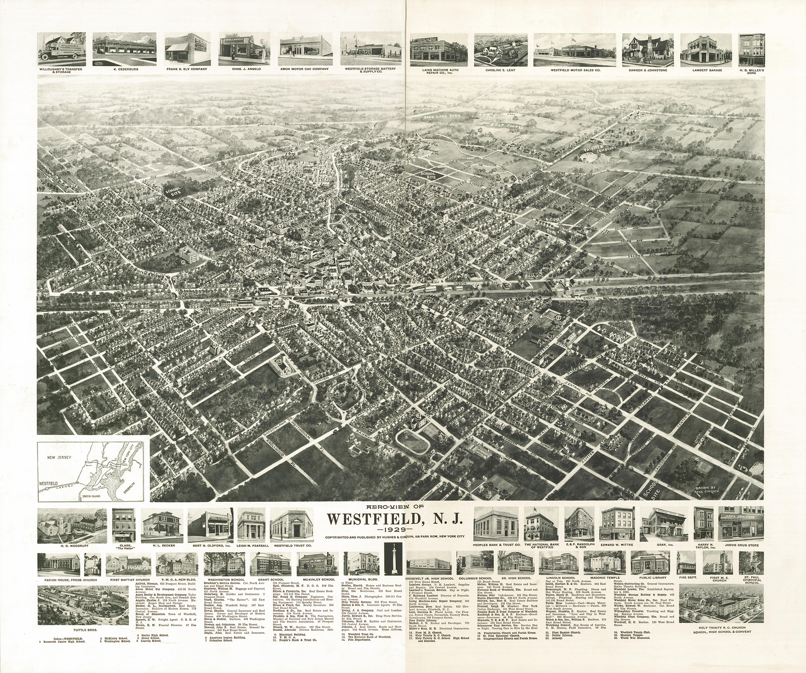 Westfield, New Jersey, 1929, 1929 — antique map