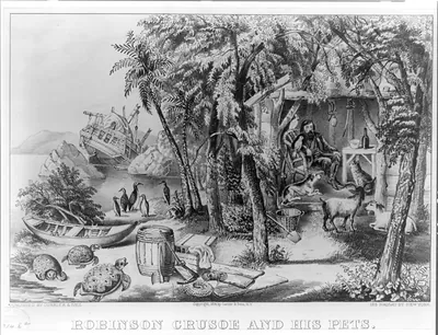 Robinson Crusoe and his pets