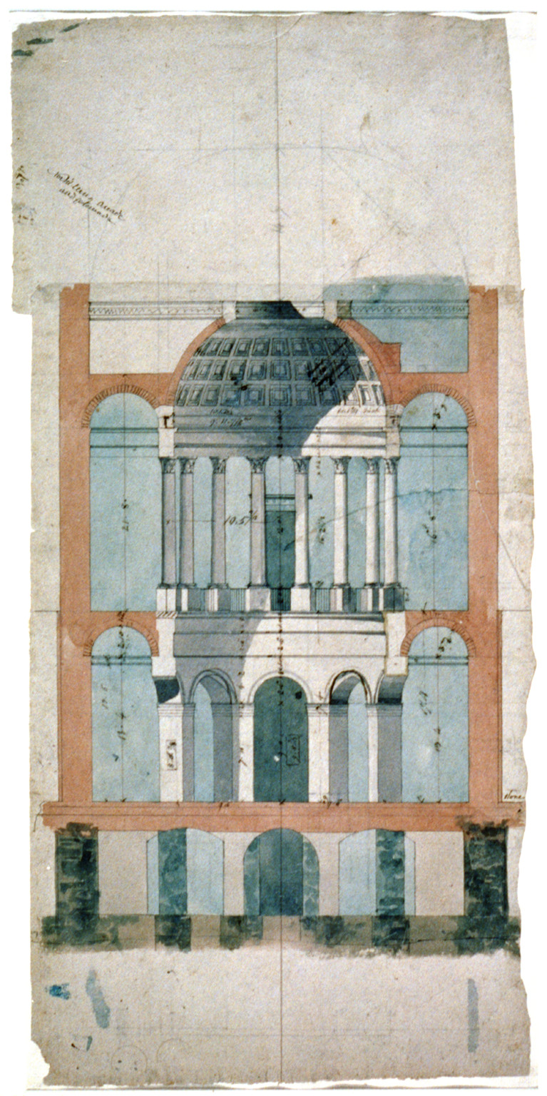 [United States Capitol, Washington, D.C. North wing - vestibule with colonnade section], [between 1815 and 1817] — historic drawing