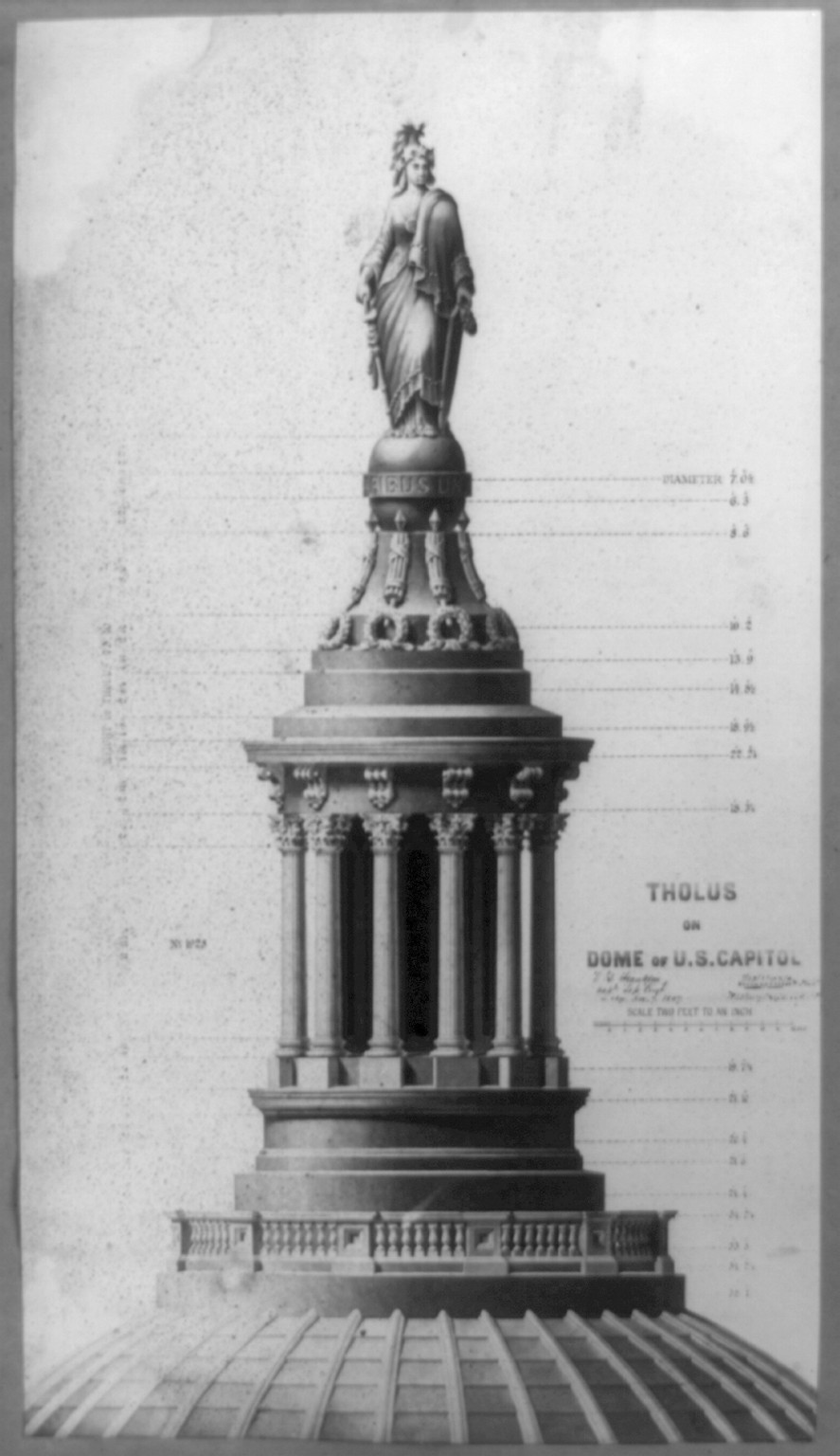 Tholus on dome of U.S. Capitol, [between ca. 1852 and ca. 1860] — historic photograph