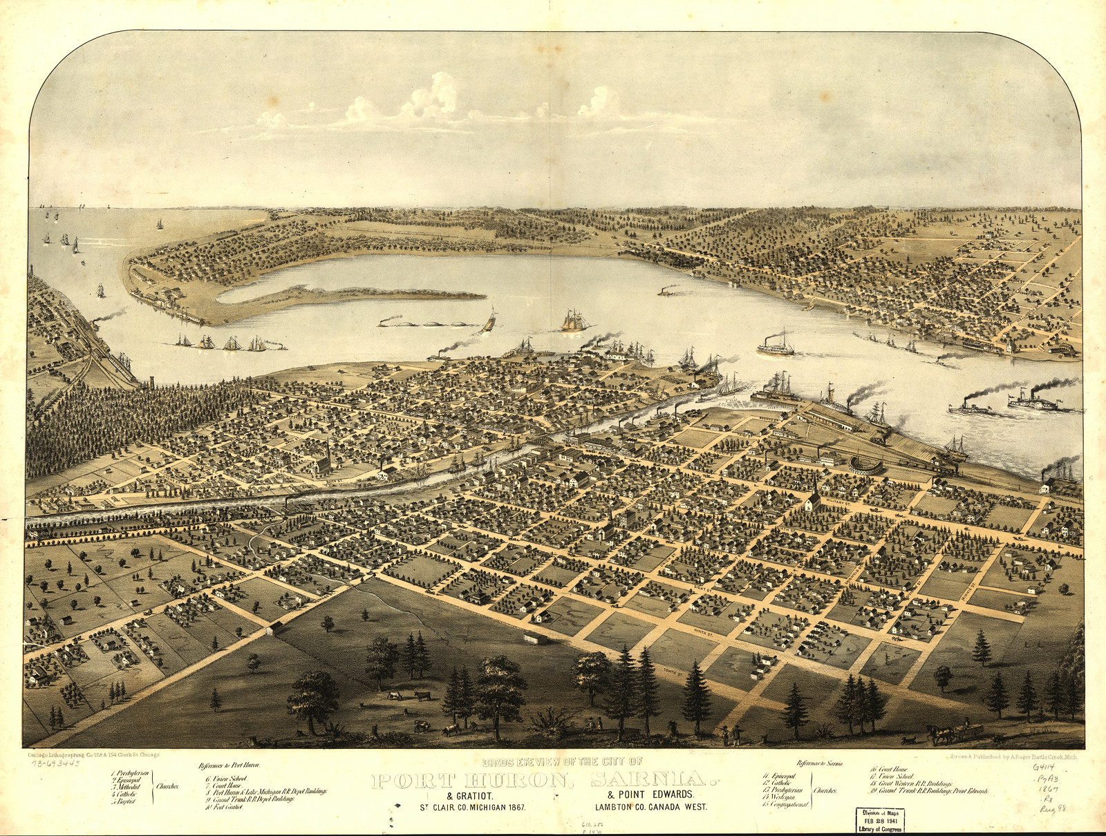 Port Huron, Michigan, 1867, 1867 — antique map