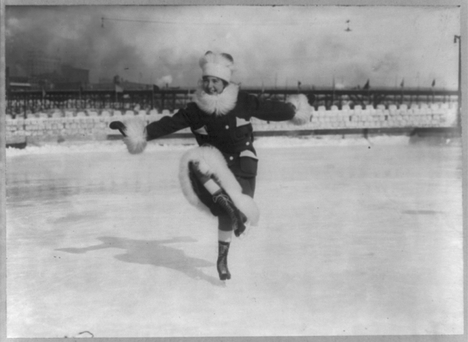 Skating - Miss Nancy Rowe, a competitor in St. Paul Outdoor Sports Carnival Fancy Skating Contest, [ice skating] - Feb. 1st, [between 1908 and 1916] — historic photograph