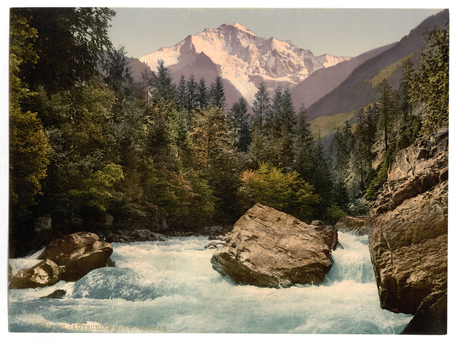 Jungfrau and Lutschine Bernese Oberland Switzerland, [between ca. 1890 and ca. 1900]. — historic print