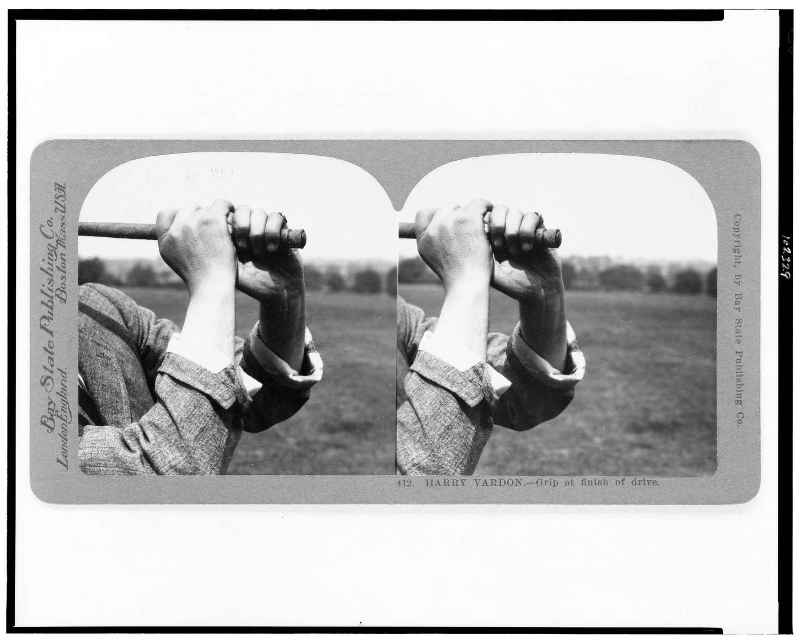 Harry Vardon--grip at finish of drive, 1913 — historic photograph