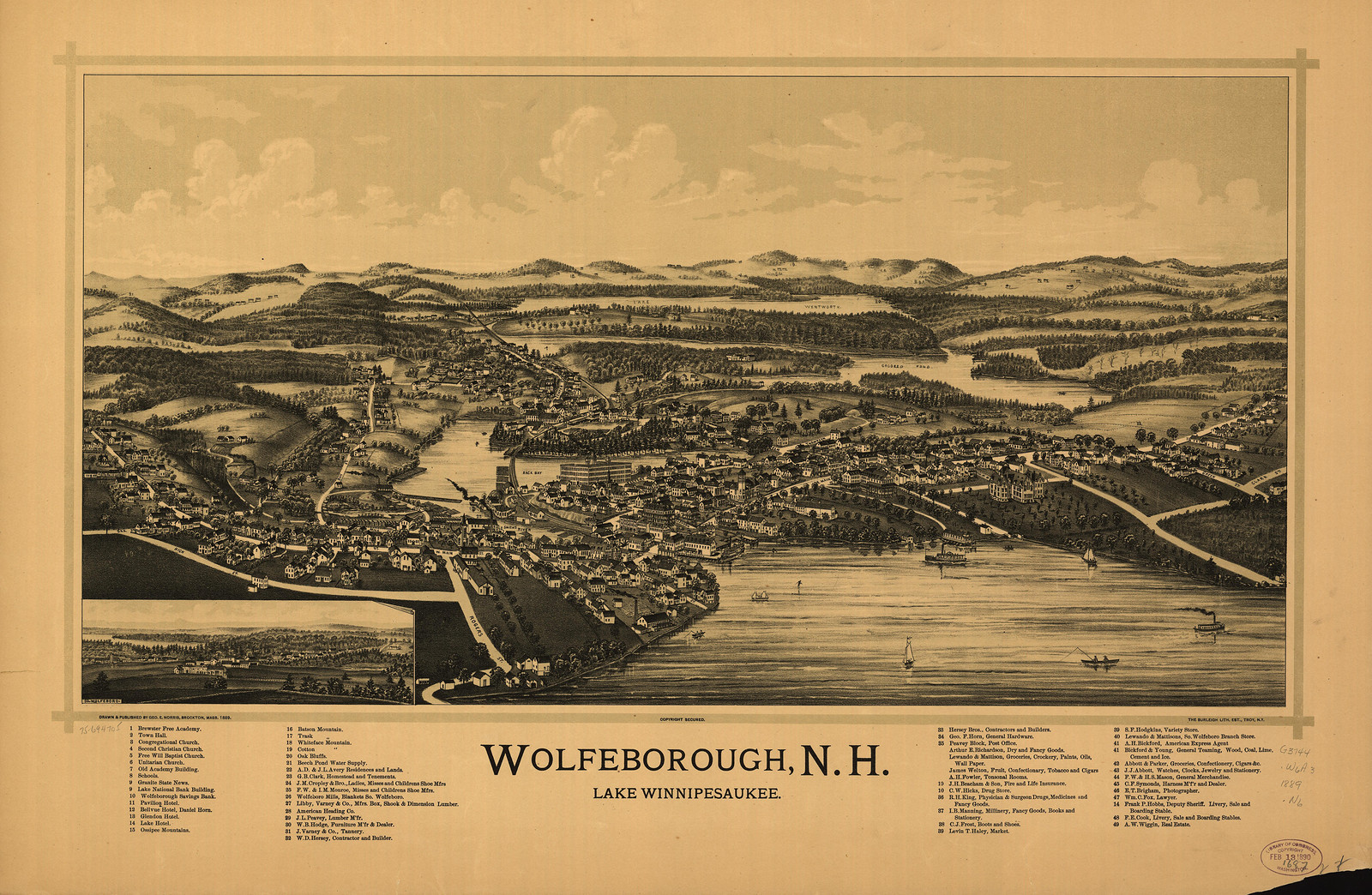 Wolfeborough, New Hampshire, 1889, 1889 — antique map