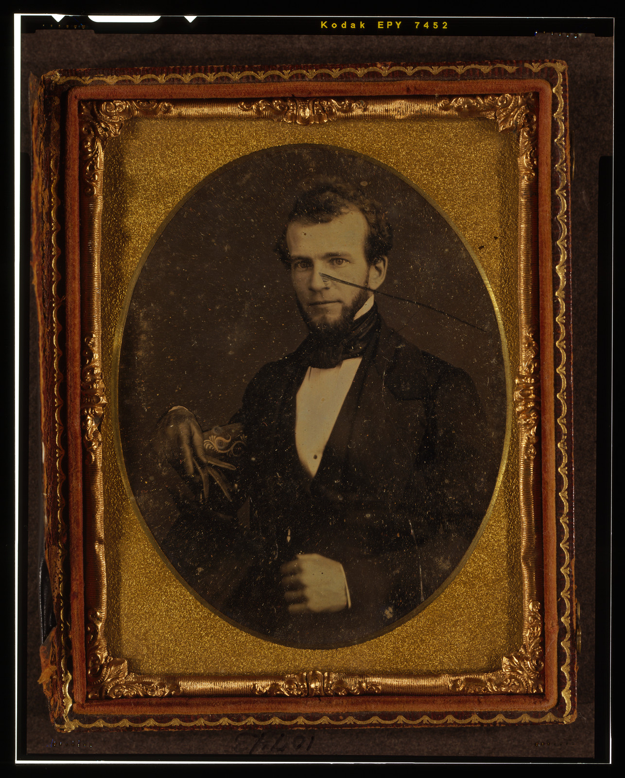 [Unidentified man, half-length portrait, facing left, seated in chair], [between 1850 and 1860] — historic photograph