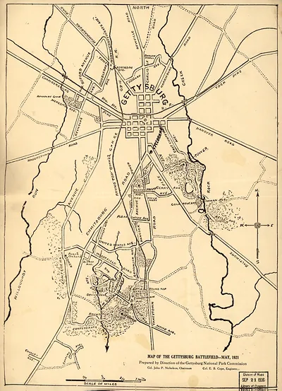 Map of the Gettysburg Battlefield, May 1921