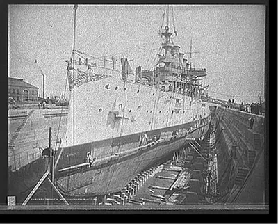 U.S.S. Maryland in dry dock, Charelston [sic] Navy Yard