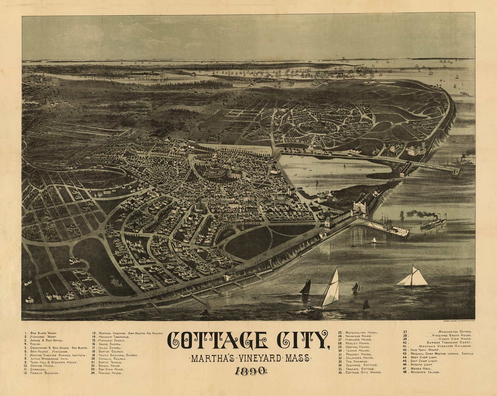 Cottage City, Marthas Vineyard, Massachusetts, 1890, 1890 — antique map