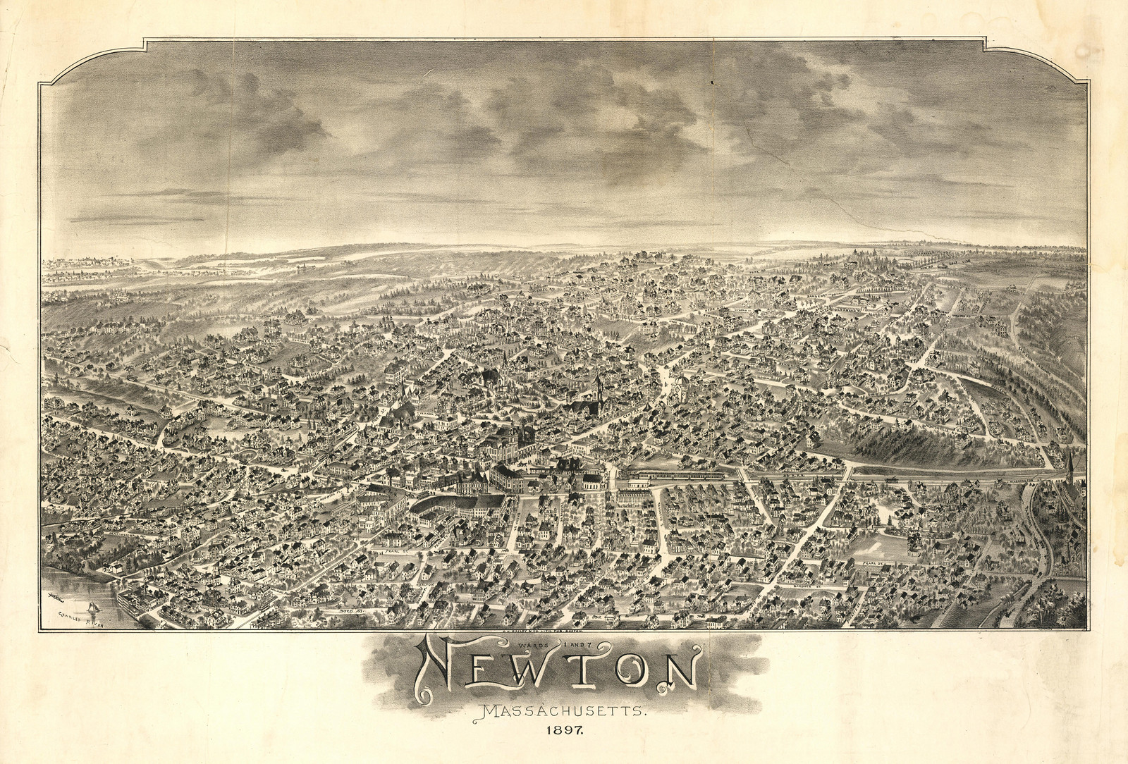 Newton, Massachusetts, 1897, 1897 — antique map