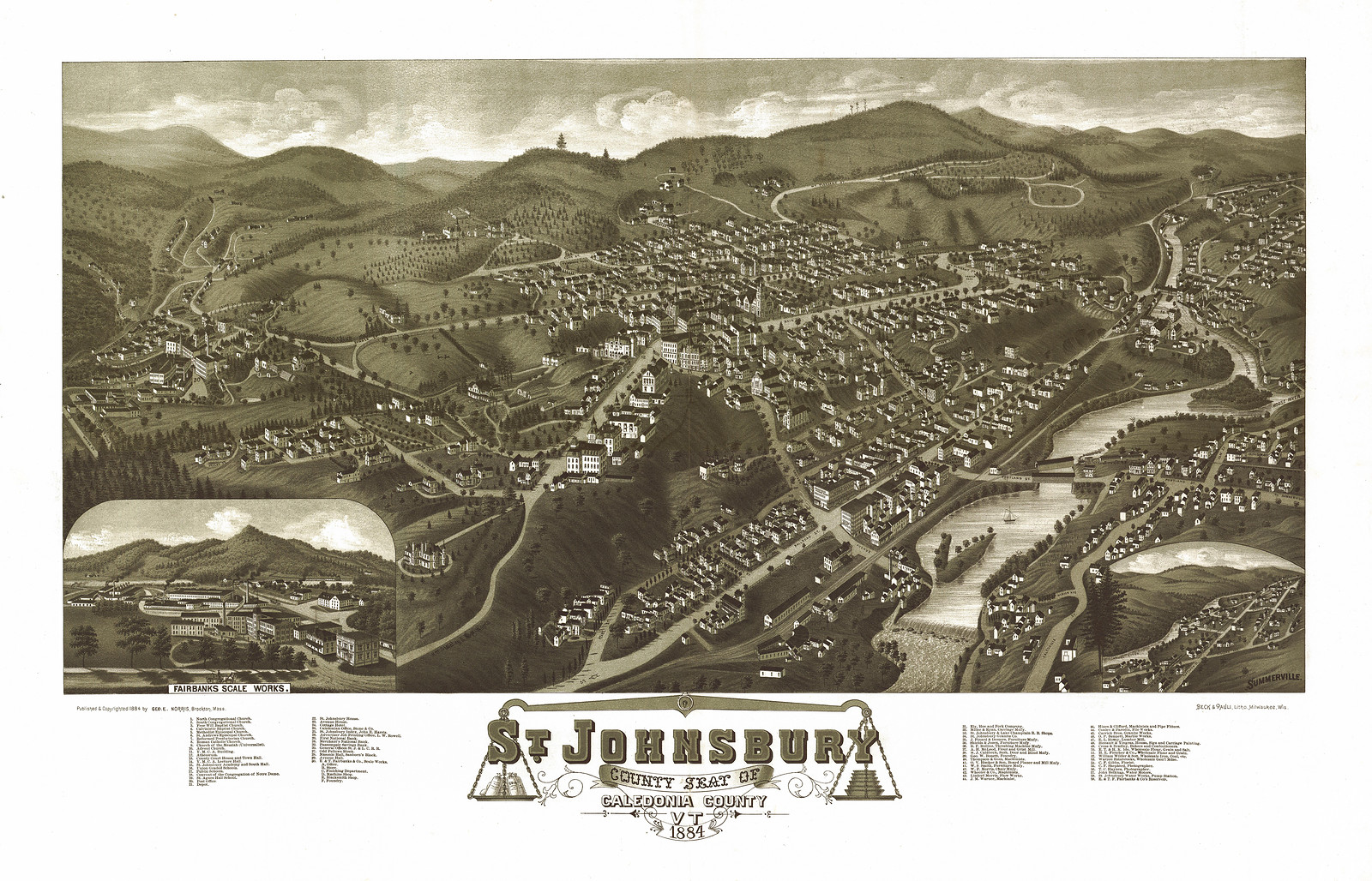 VT St. Johnsbury 1884 MAP, 1884 — antique map