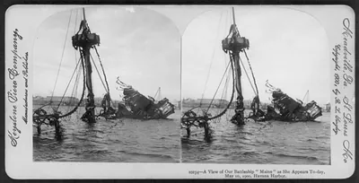 A view of our battleship MAINE as she appears today, May 10, 1900, Havana Harbor