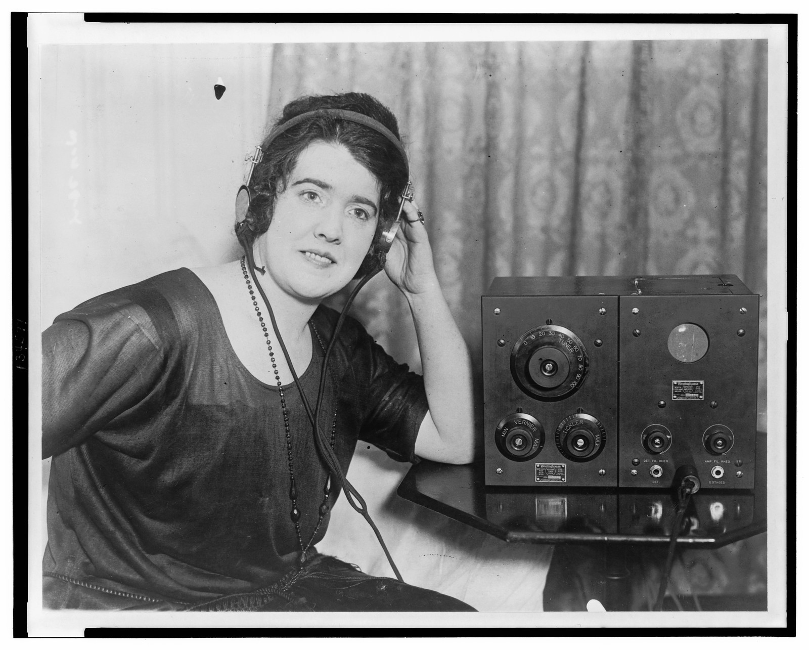 Hotel Vanderbilt installs radiophone set - here's the new operator, 1922 February 28. — historic photograph