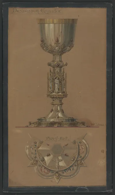 Design for chalice with plan of foot