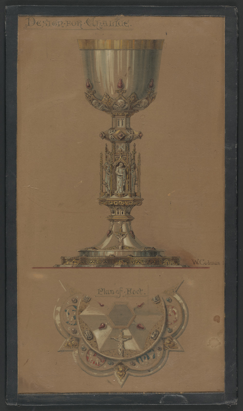 Design for chalice with plan of foot — historic image