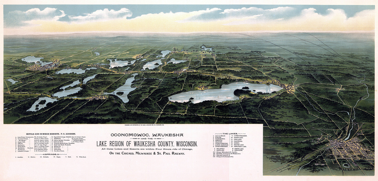 Oconomowoc Waukesha, Wisconsin, 1885, 1885 — antique map